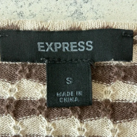 SALE Vintage Babydoll Sweater Top Early 2000’s Striped V-Neck Y2K Express Casual - Picture 4 of 6